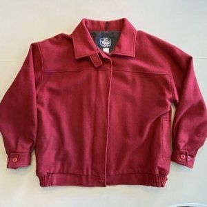 VTG Woolrich Womans Coat Jacket Size XL Red Thick Heavy Wool Made in USA Zipper